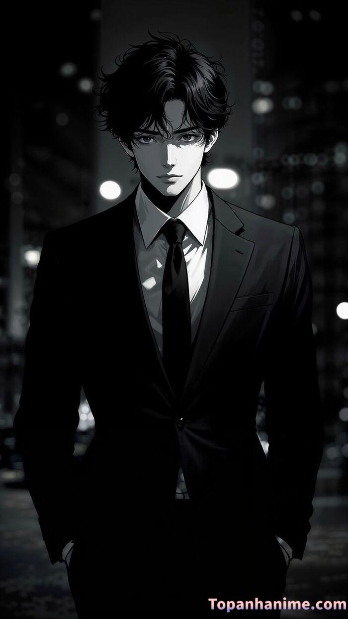 Ảnh anime nam trắng đen 31