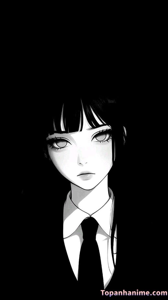 Ảnh anime nữ trắng đen 25