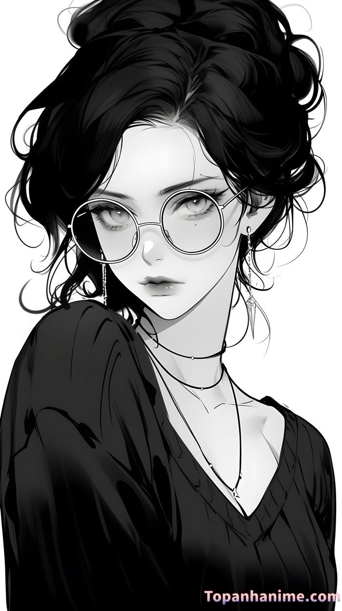 Ảnh anime nữ trắng đen 26