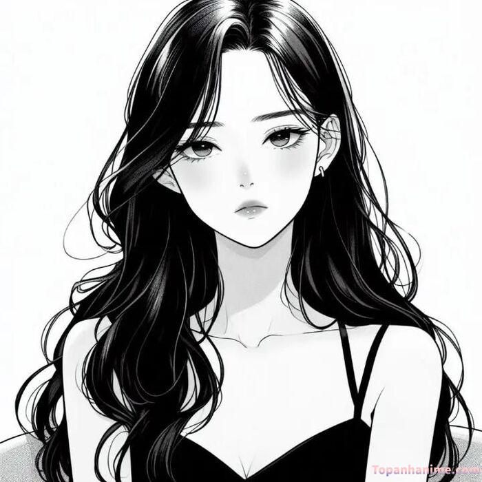 Ảnh anime nữ trắng đen 28