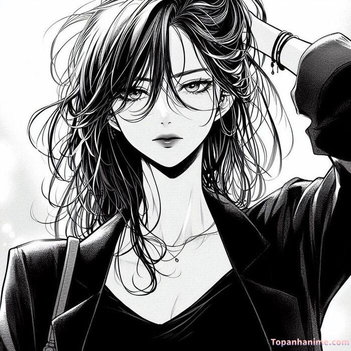 Ảnh anime nữ trắng đen 32