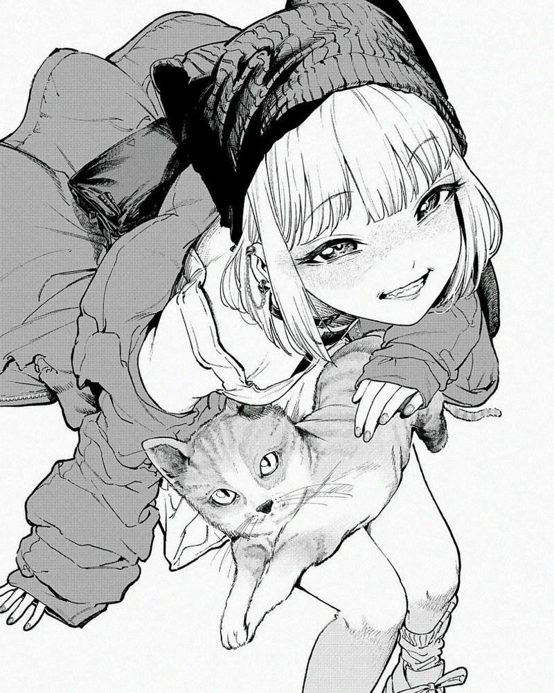 anime nữ trắng đen 10