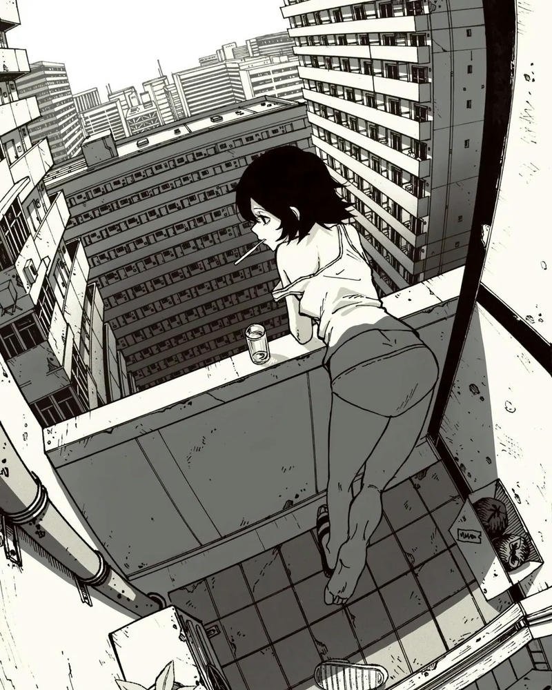 anime nữ trắng đen 12