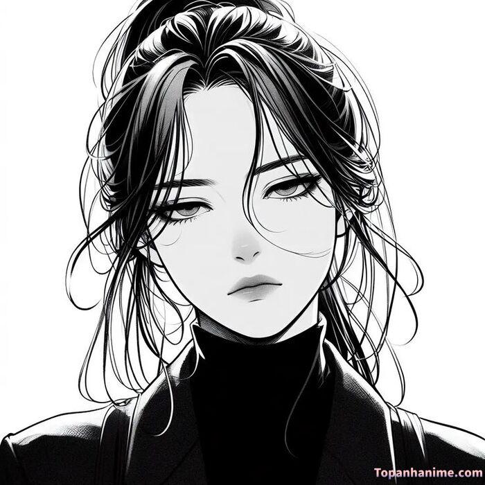 Ảnh anime nữ trắng đen 33