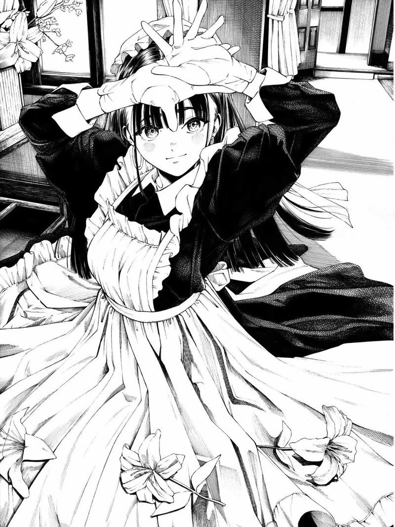 anime nữ trắng đen 21