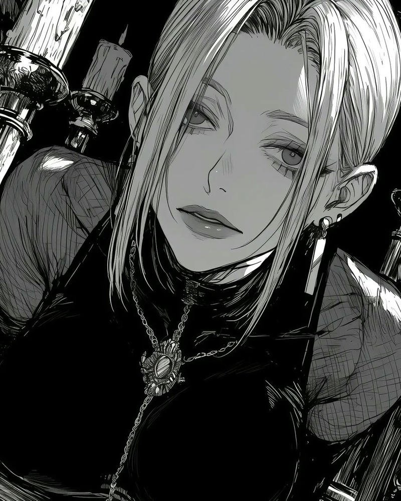 anime nữ trắng đen 29