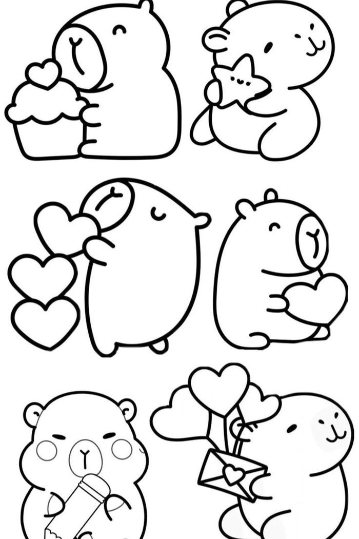 tranh tô màu capybara cute 11