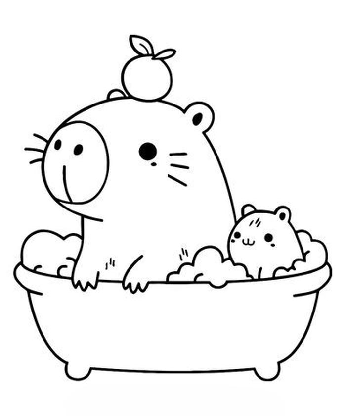 tranh tô màu capybara cute 15