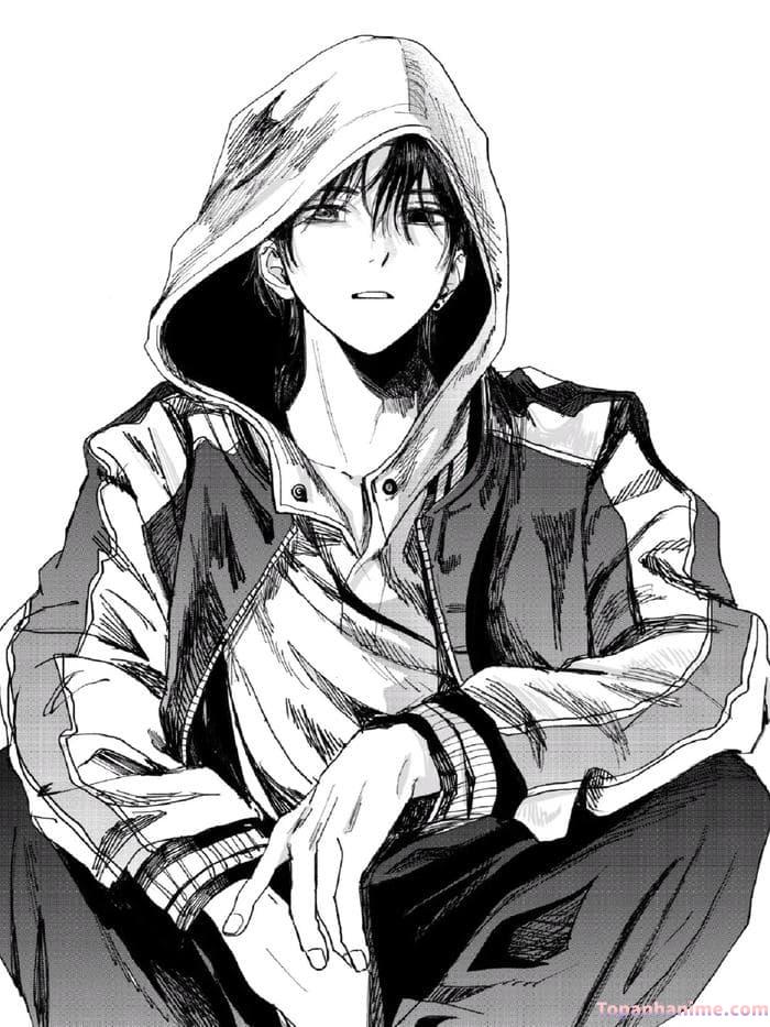 Ảnh anime nam trắng đen 7