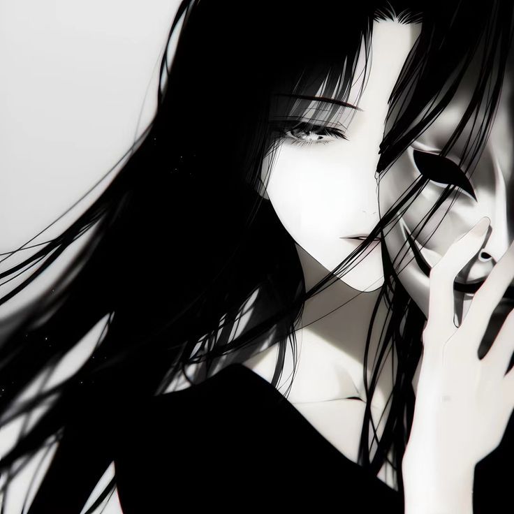 Ảnh Anime Nữ Đen Trắng 16