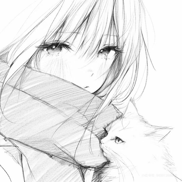 Ảnh Anime Nữ Đen Trắng 11