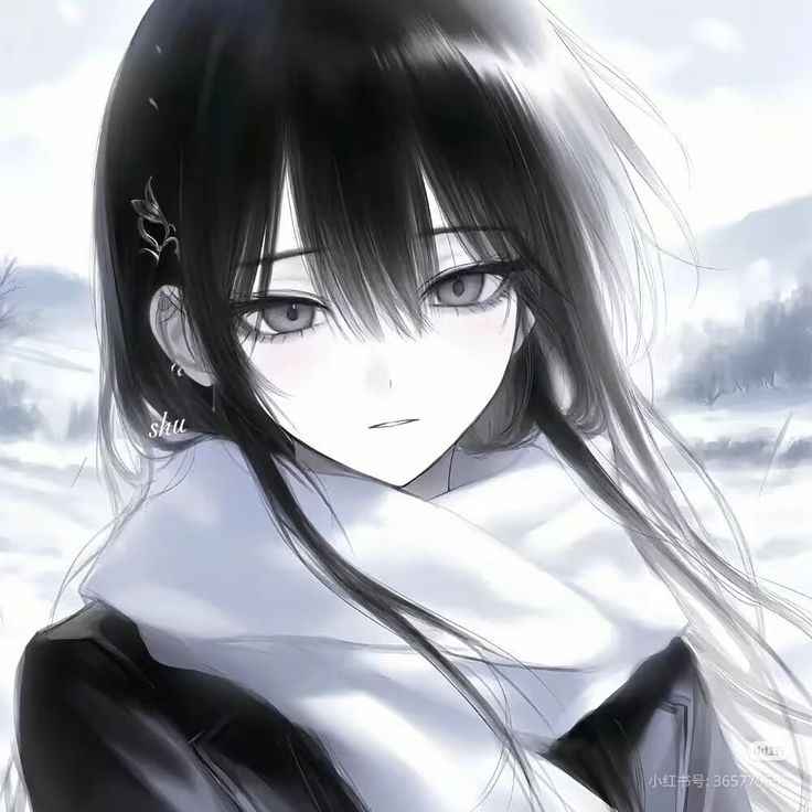 Ảnh Anime Nữ Đen Trắng 13