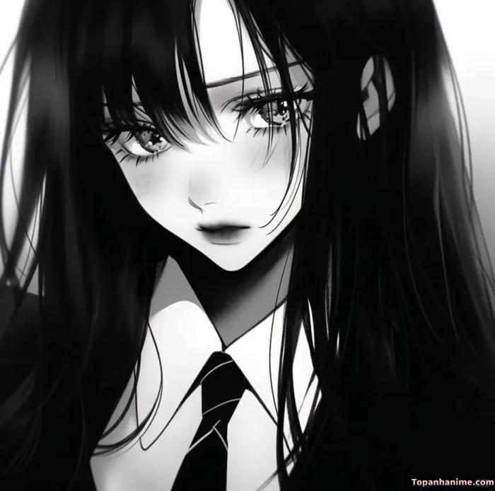 Ảnh anime nữ trắng đen 5
