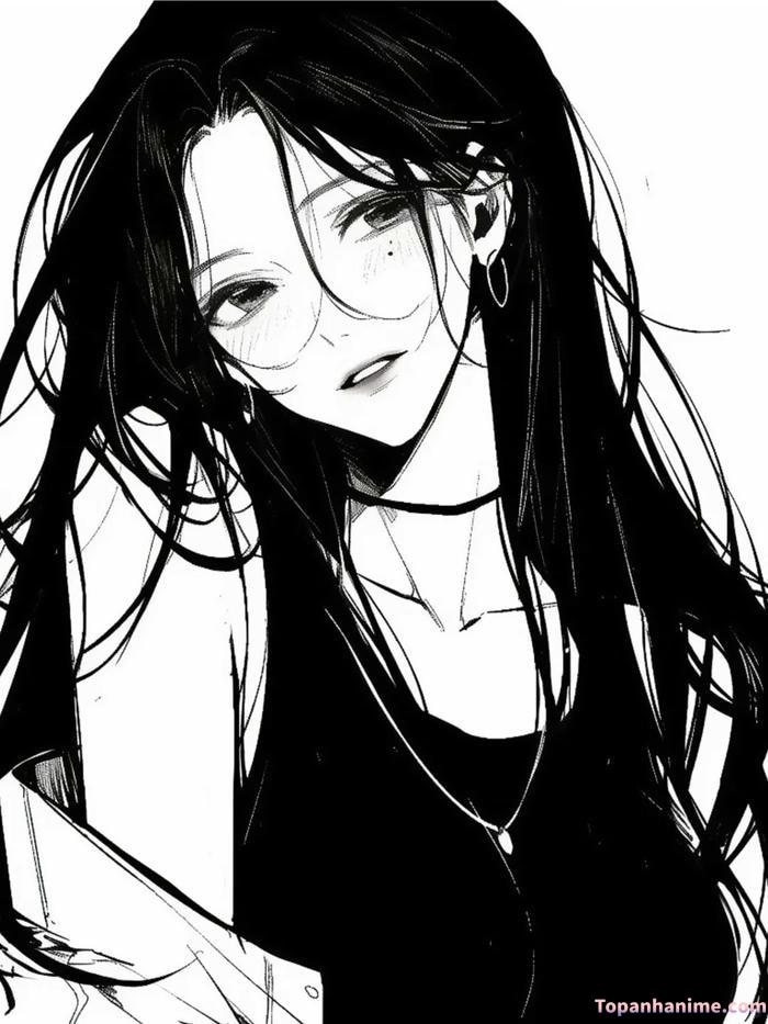 Ảnh anime nữ trắng đen 6