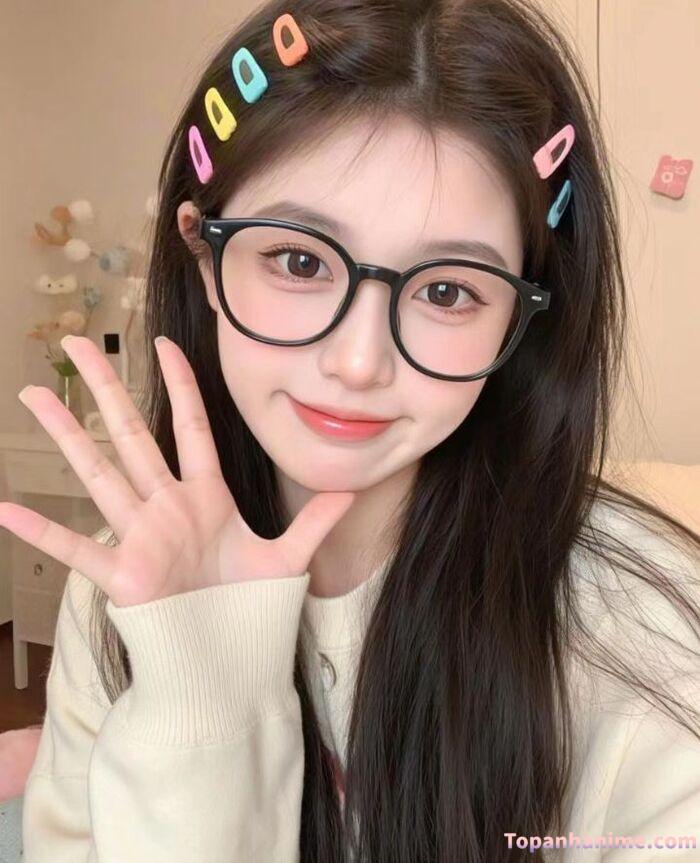 ảnh gái xinh tóc dài đeo kính che mặt 32