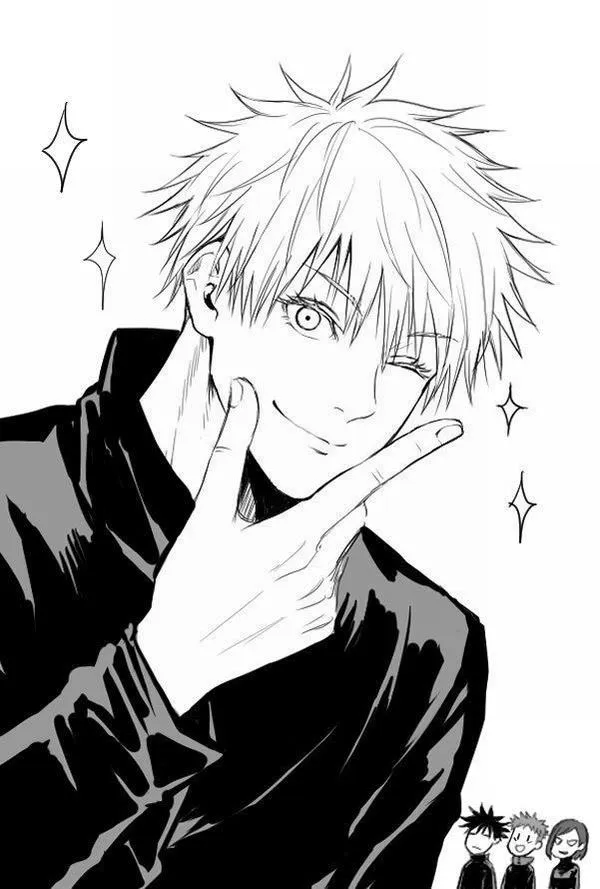 Hình Ảnh Gojo Manga Trắng Đen 48