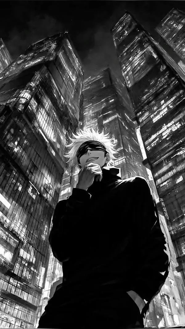 Hình Ảnh Gojo Manga Trắng Đen 11