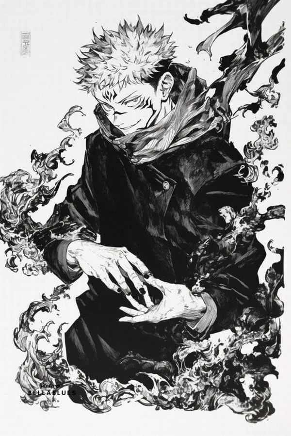 Hình Ảnh Gojo Manga Trắng Đen 14