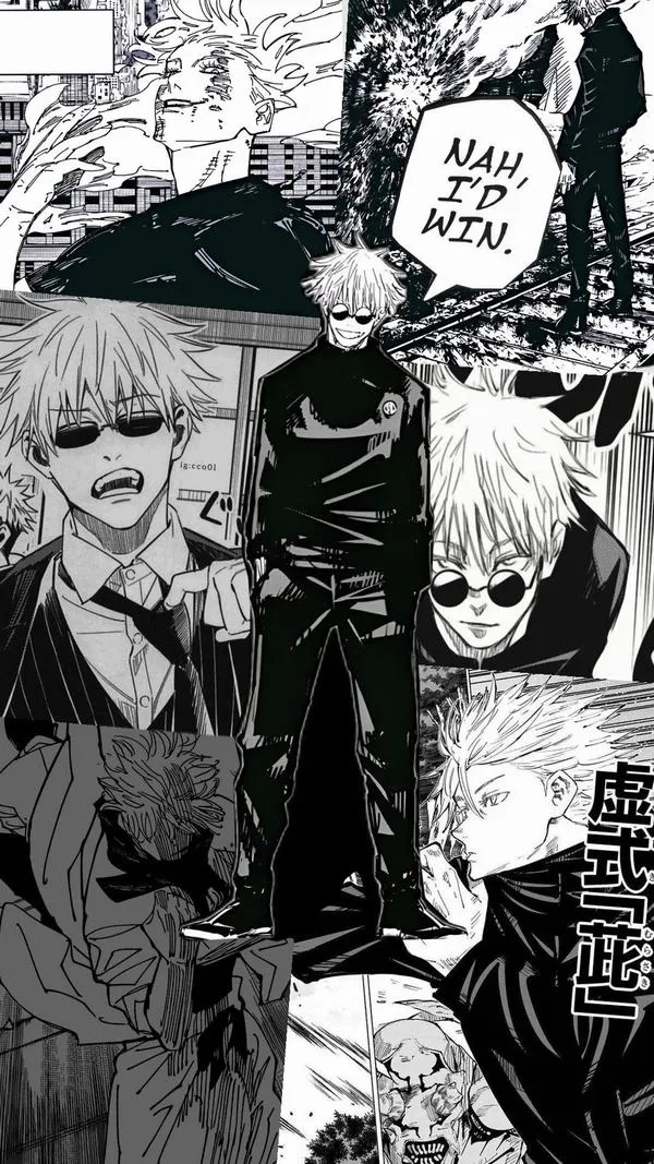 Hình Ảnh Gojo Manga Trắng Đen 1