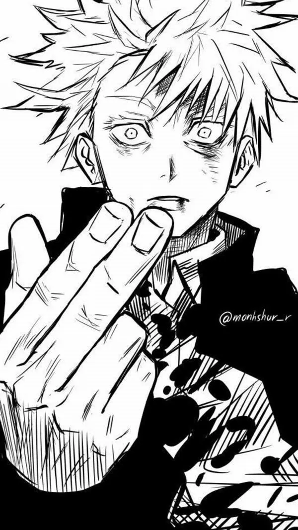 Hình Ảnh Gojo Manga Trắng Đen 18