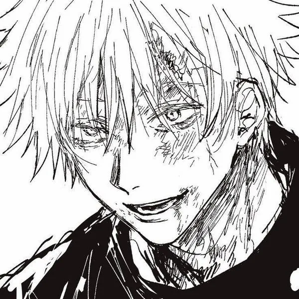 Hình Ảnh Gojo Manga Trắng Đen 19