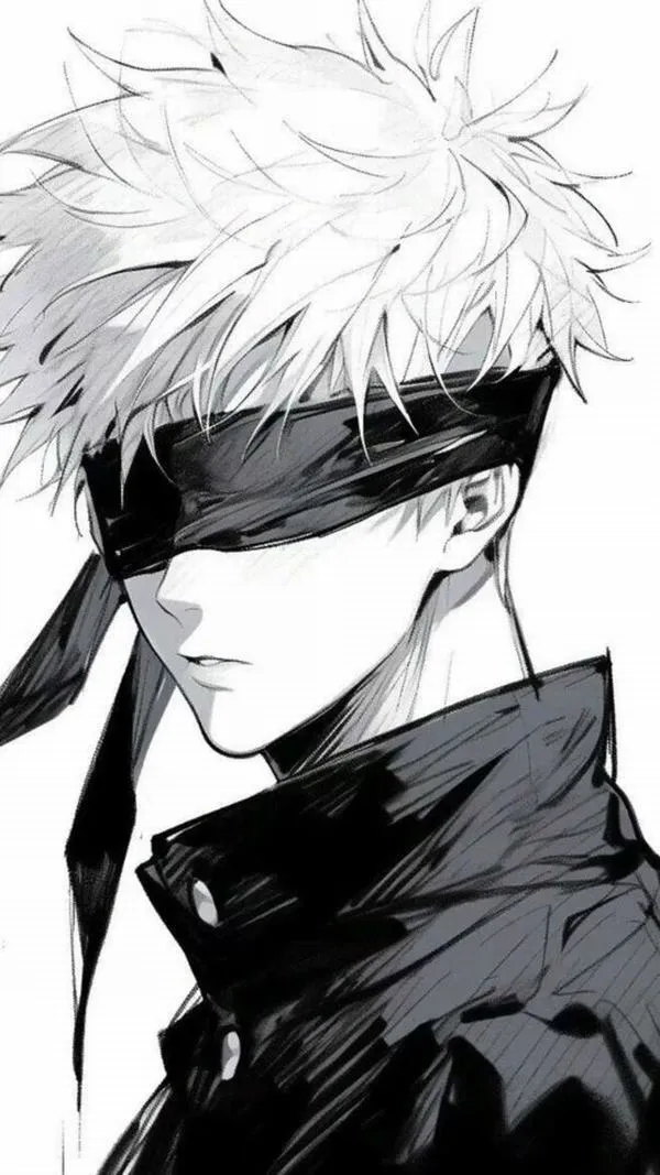 Hình Ảnh Gojo Manga Trắng Đen 28