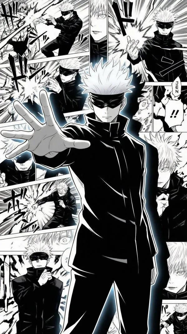 Hình Ảnh Gojo Manga Trắng Đen 6