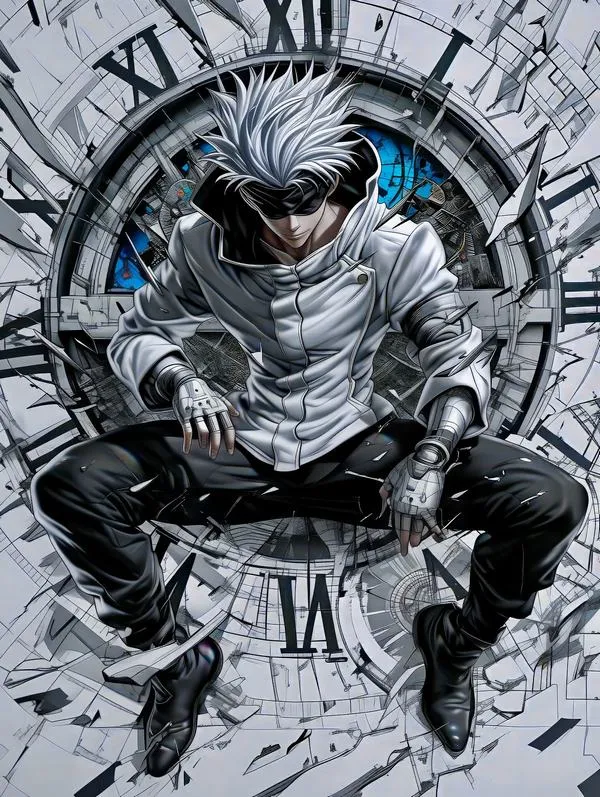 Hình Ảnh Gojo Manga Trắng Đen 7