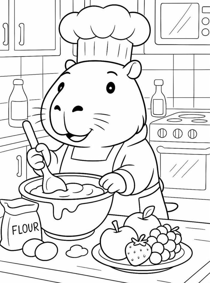 tranh tô màu capybara cute 17
