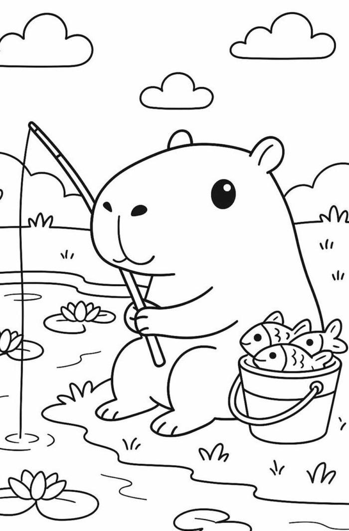 tranh tô màu capybara cute 18