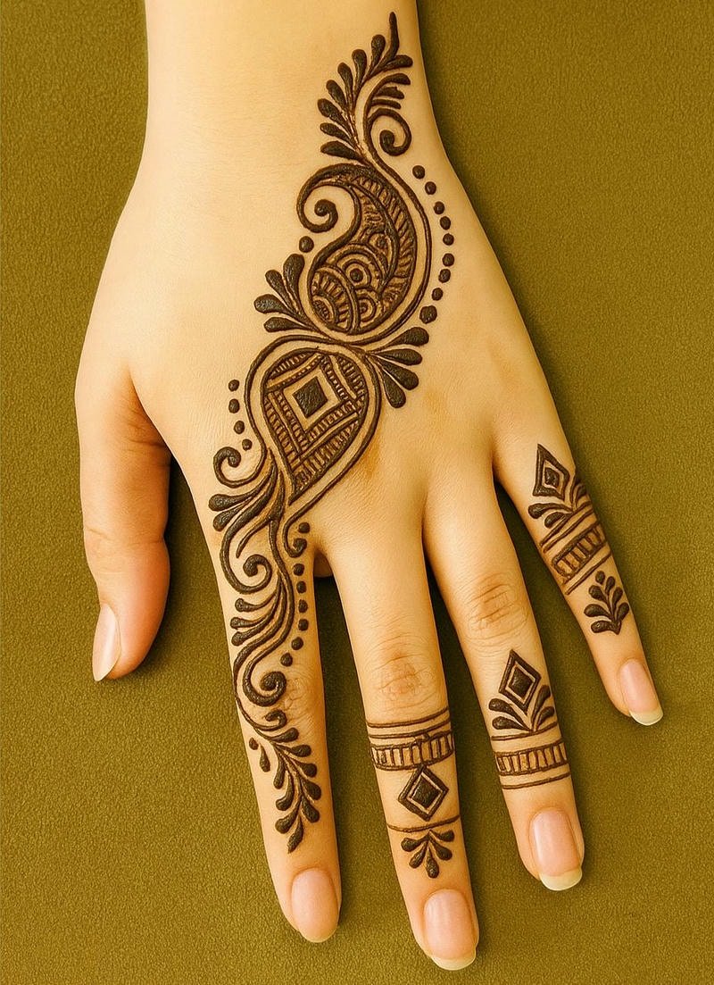 Beautiful back hand mehndi design 25