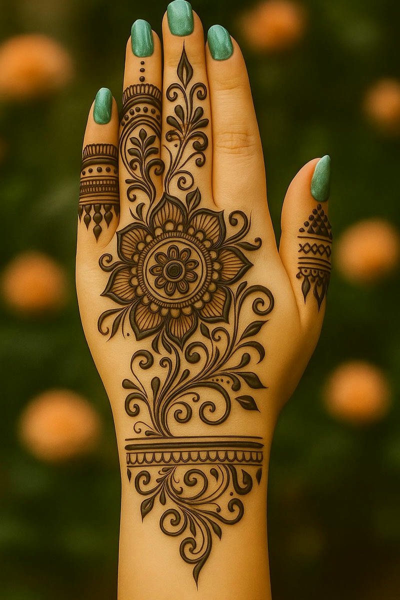 Beautiful back hand mehndi design 30