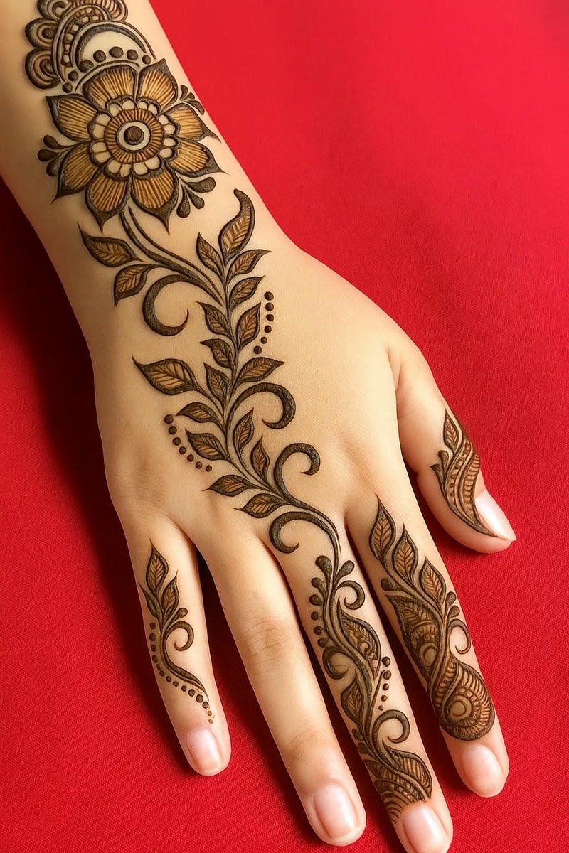 Beautiful back hand mehndi design 50