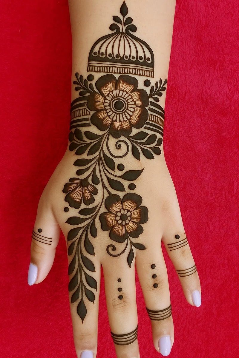 Beautiful back hand mehndi design 35