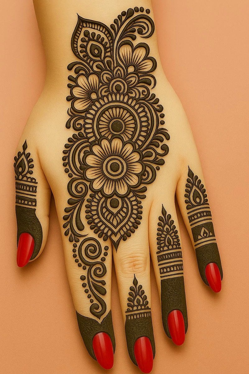Beautiful back hand mehndi design 1