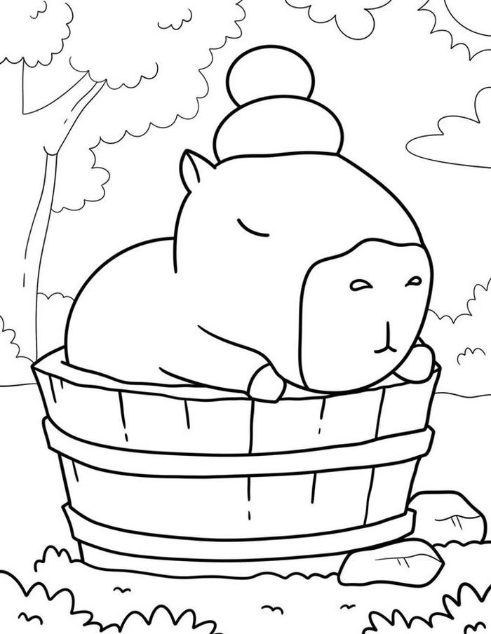 tranh tô màu capybara cute 25