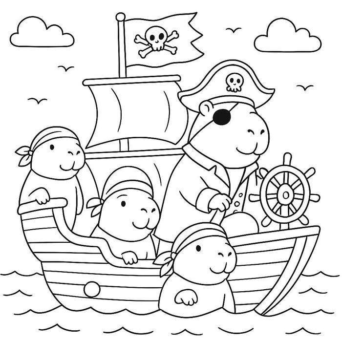 tranh tô màu capybara cute 37