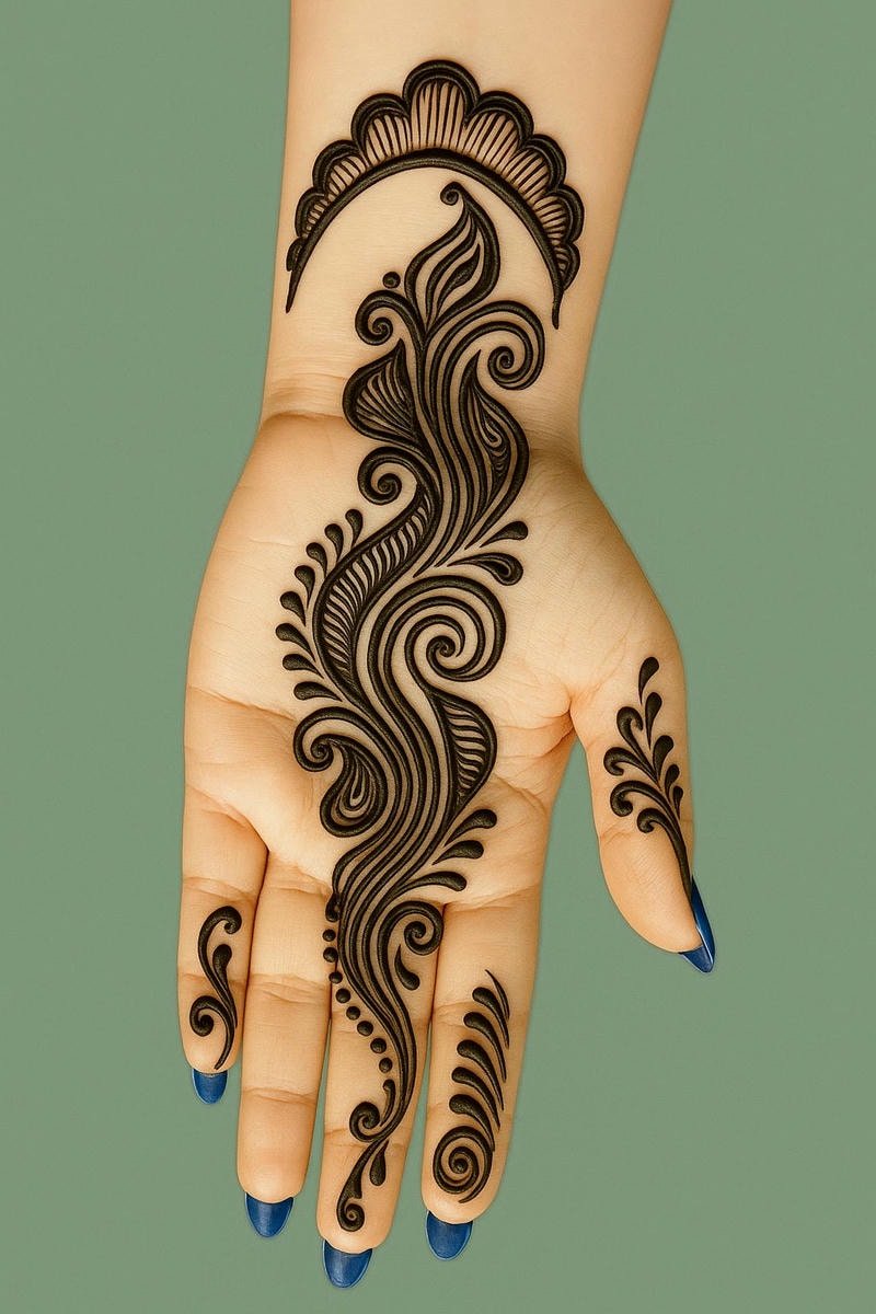 Beautiful back hand mehndi design 3