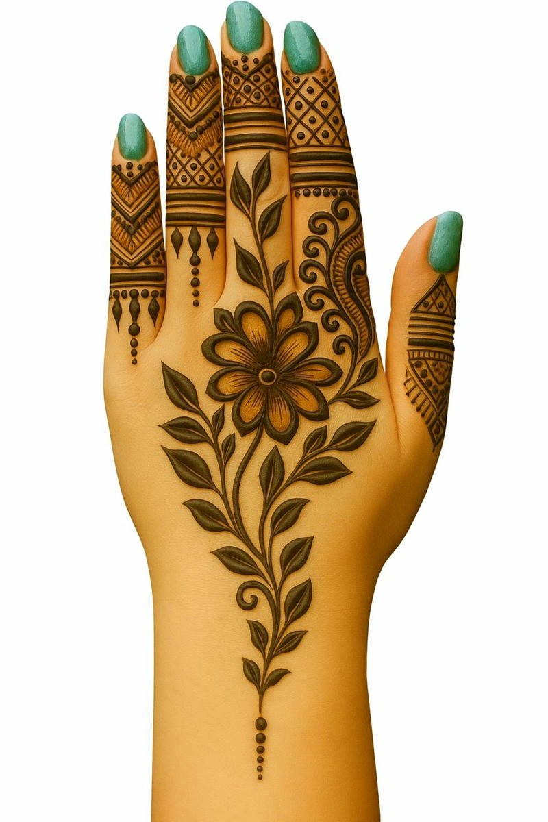 Beautiful back hand mehndi design 4