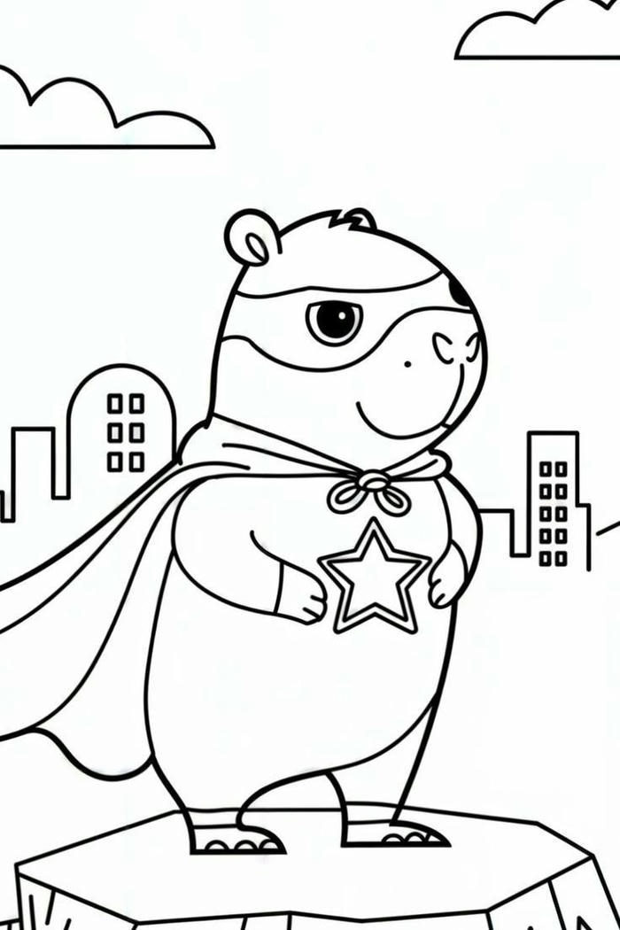 tranh tô màu capybara cute 43