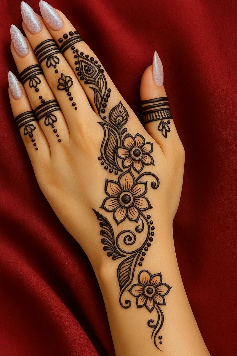 Beautiful back hand mehndi design 58