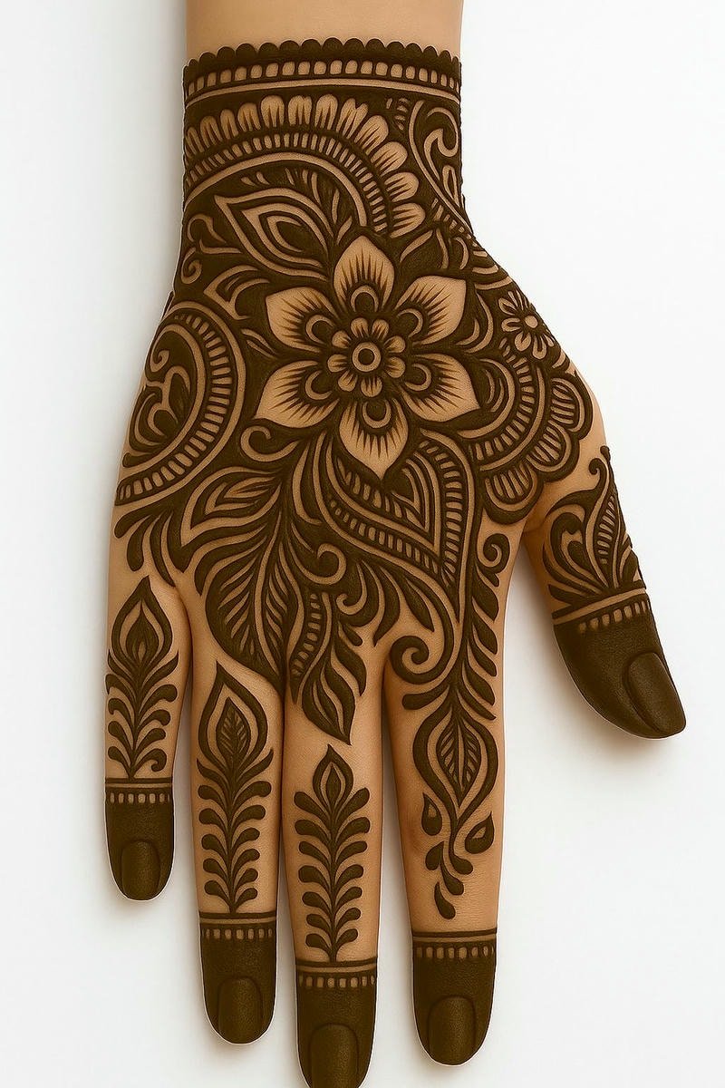 Beautiful back hand mehndi design 11