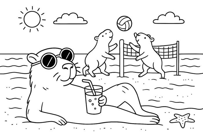 tranh tô màu capybara cute 39