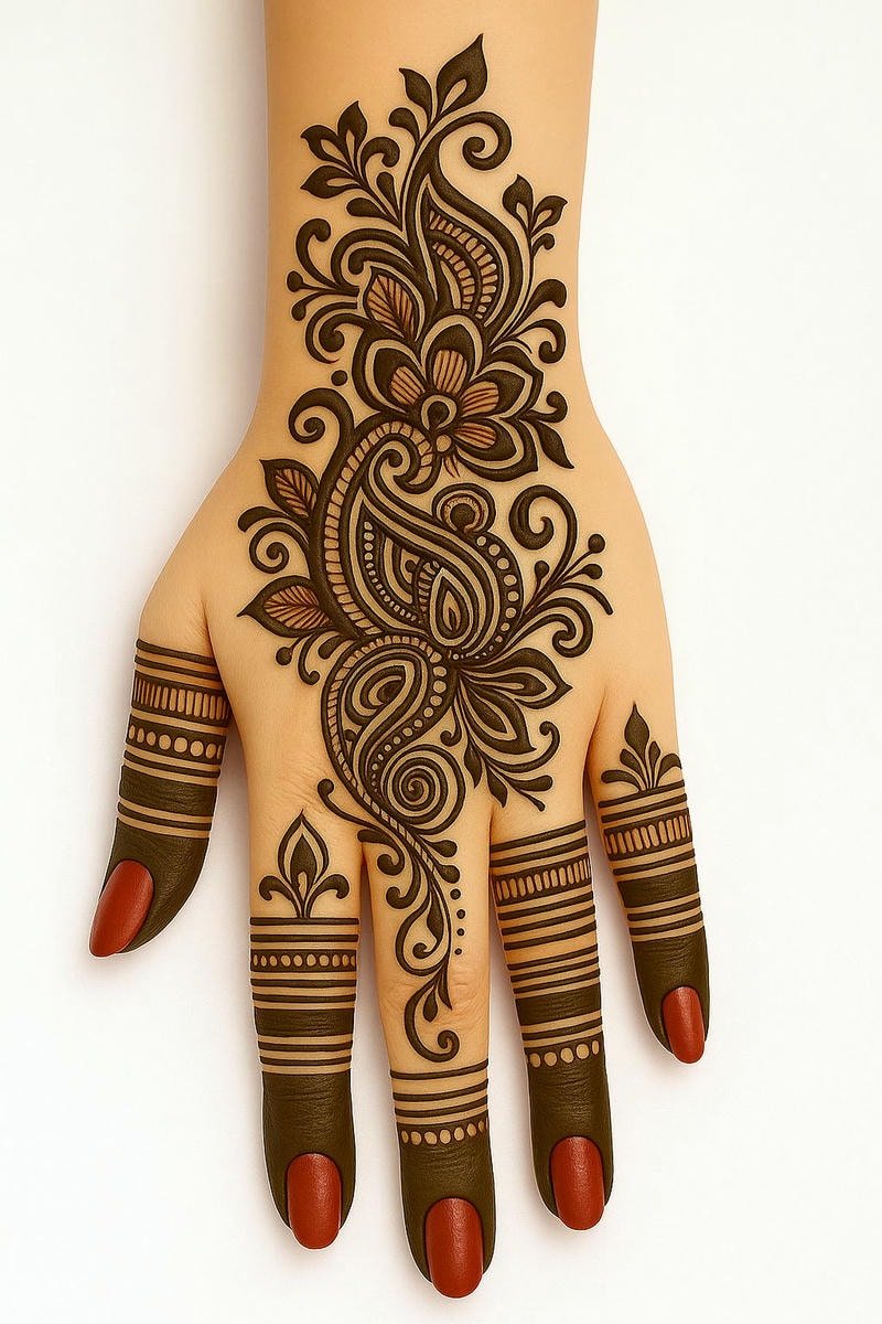 Beautiful back hand mehndi design 17