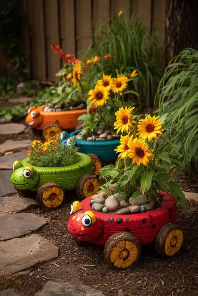 Trang Trí Lốp Xe Trồng Hoa 12