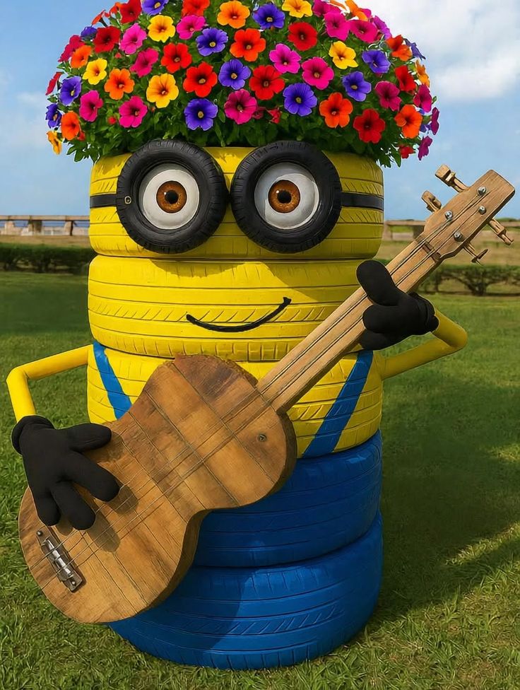 Trang Trí Lốp Xe Trồng Hoa 14