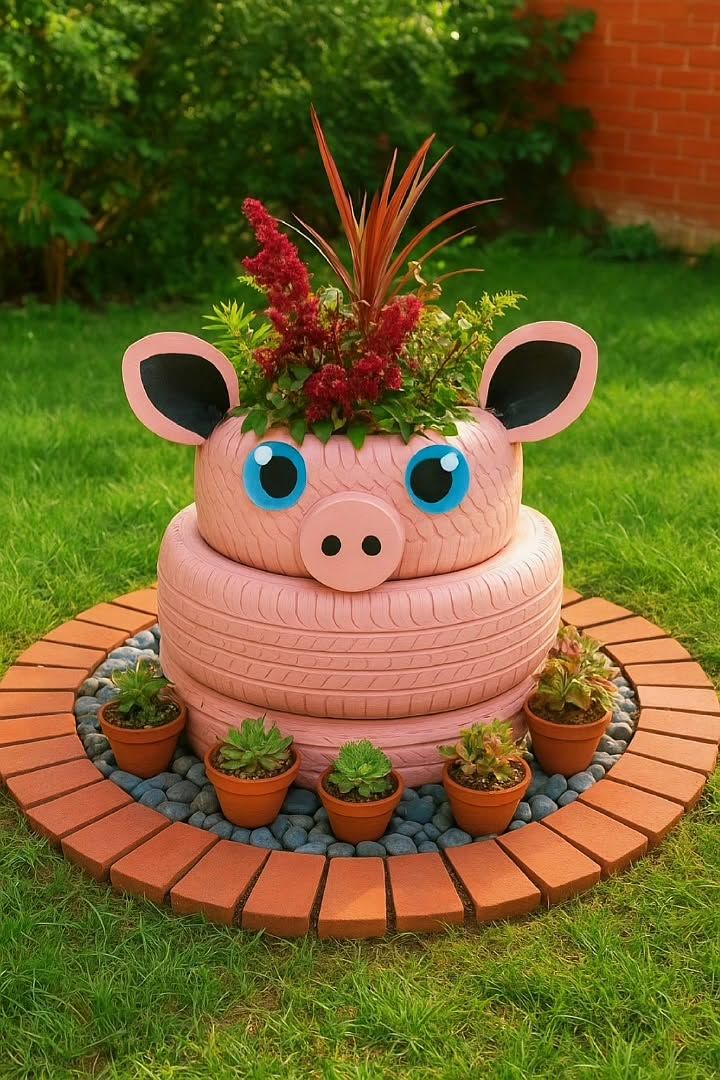 Trang Trí Lốp Xe Trồng Hoa 15