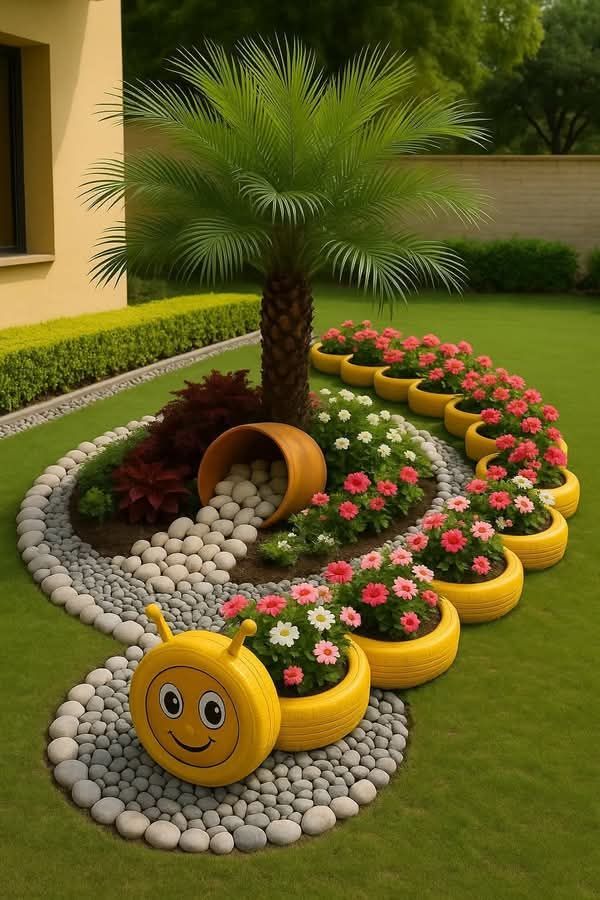 Trang Trí Lốp Xe Trồng Hoa 8