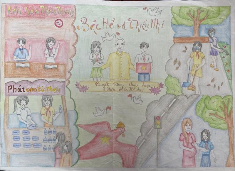 vẽ tranh Bác Hồ với thiếu nhi 2