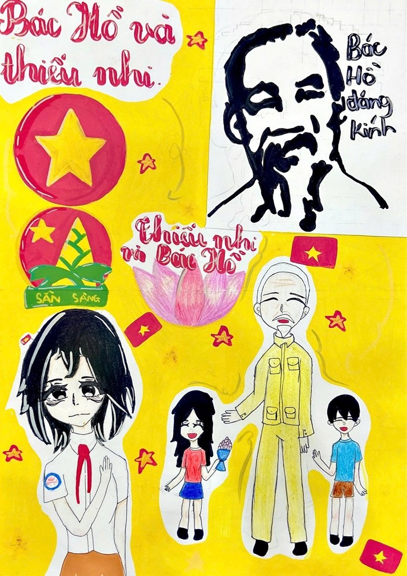 vẽ tranh Bác Hồ với thiếu nhi 16